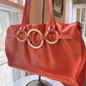 Vintage Orange Purse with Lucite Rings